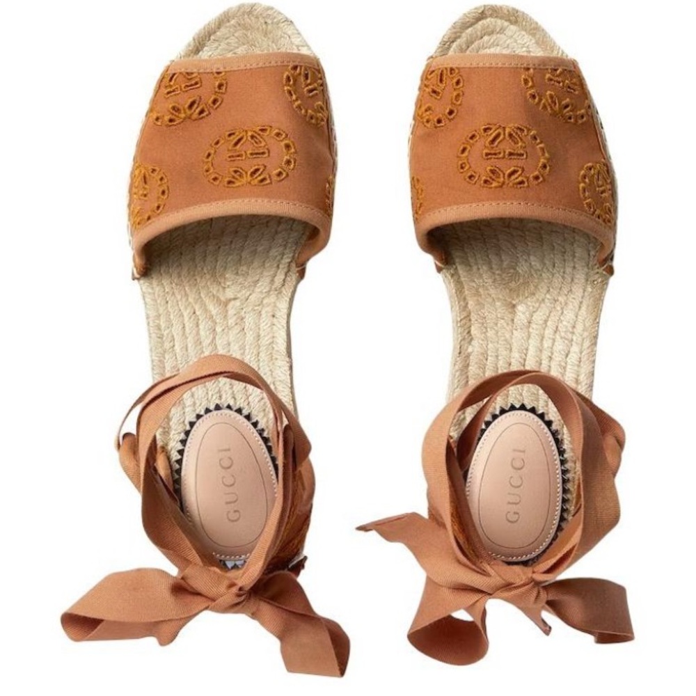 Gucci Tan Espadrille Wedge Heels Sz US8/EU38 - Picture 2 of 10